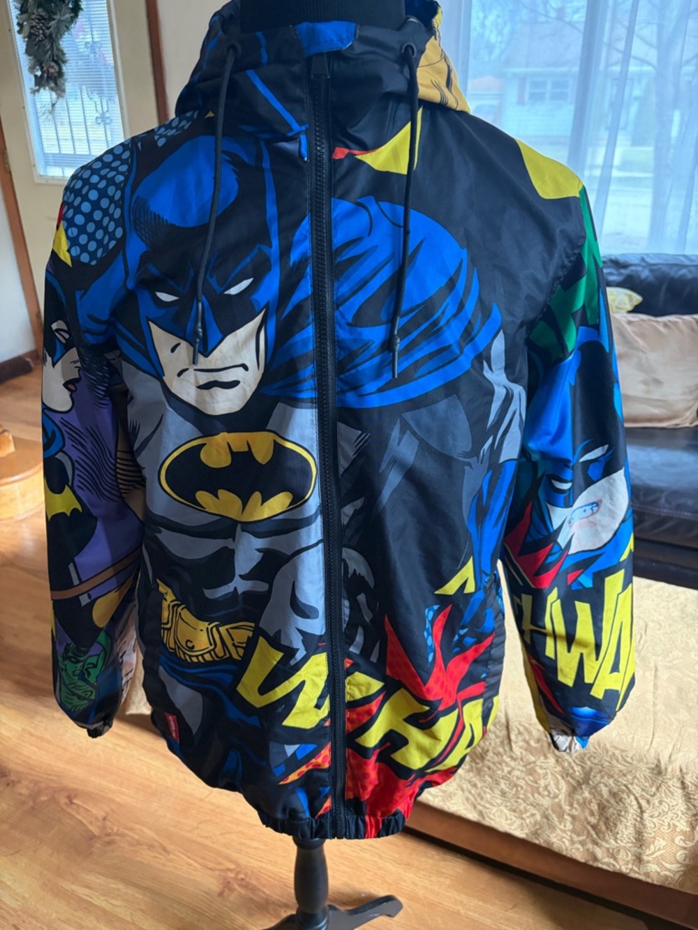 Members Only Batman Graphic Hooded Jacket - Blue Black Yellow Red Green
